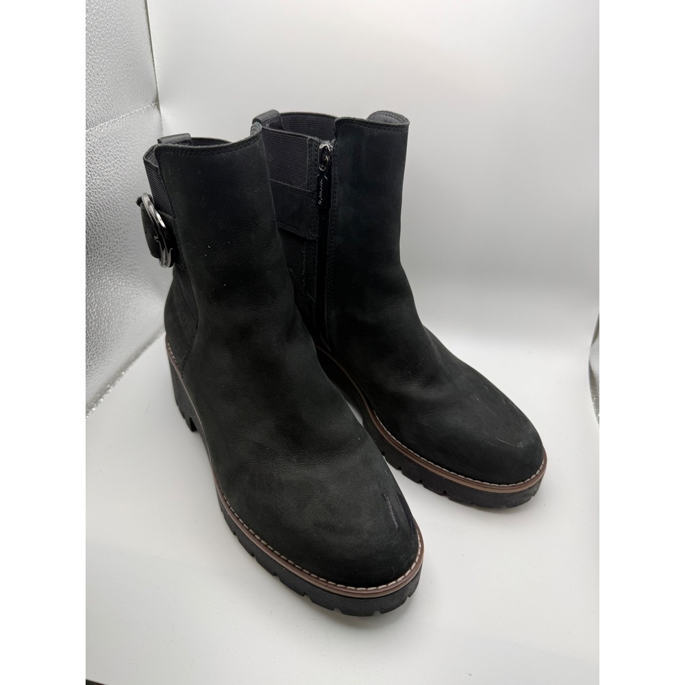 Blondo Dakota Waterproof Ankle Boots Womens 8.5M Black‎ Nubuck Leather Lug Sole